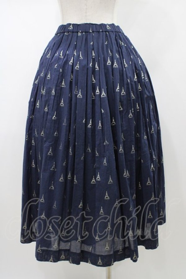 画像2: Jane Marple Dans Le Salon / LA TOUR EIFFELタックスカート  ネイビー×ホワイトゴールド H-26-01-18-1031-JM-SK-KB-ZH (2)