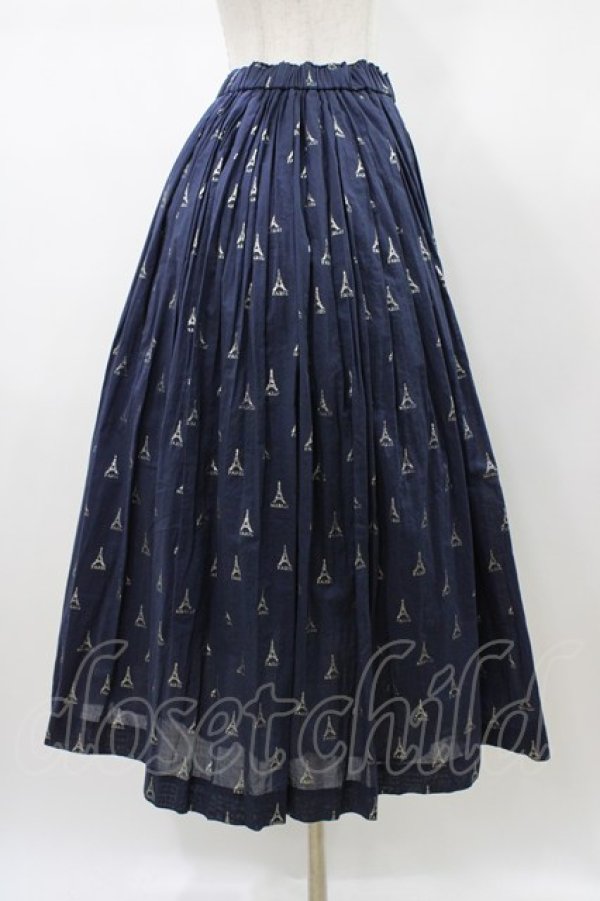 画像3: Jane Marple Dans Le Salon / LA TOUR EIFFELタックスカート  ネイビー×ホワイトゴールド H-26-01-18-1031-JM-SK-KB-ZH (3)