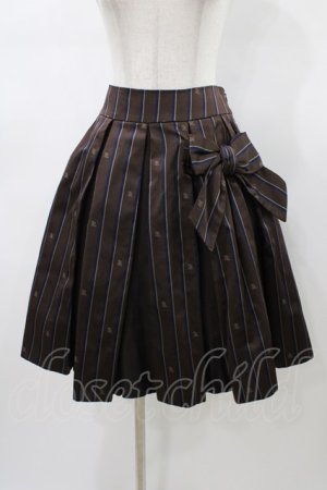 画像: Jane Marple / Regimental stripe ribbon tie skirt  ブラウン H-26-01-18-1033-JM-SK-KB-ZH