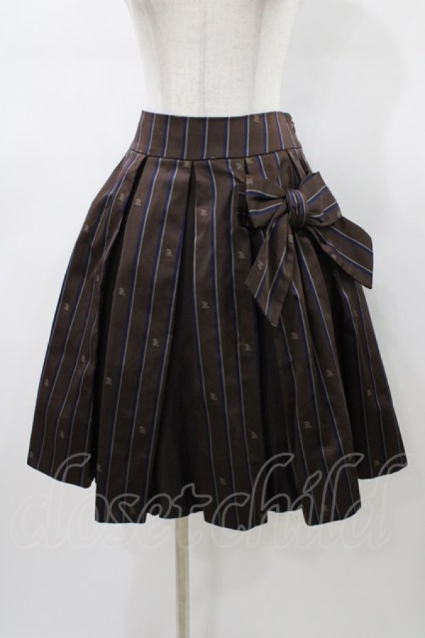 画像1: Jane Marple / Regimental stripe ribbon tie skirt  ブラウン H-26-01-18-1033-JM-SK-KB-ZH (1)