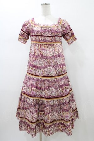 画像: Jane Marple Dans Le Salon / 総柄リバティティアードワンピース  ボルドー H-26-01-18-1036-JM-OP-KB-ZH