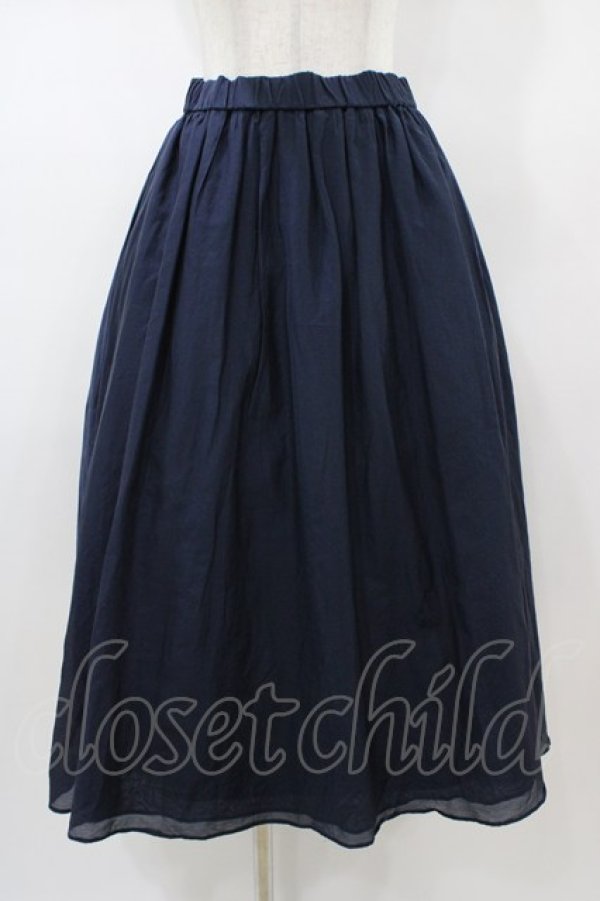画像1: Jane Marple Dans Le Salon / シルクコットンロングギャザースカート  ネイビー H-26-01-18-1040-JM-SK-KB-ZH (1)