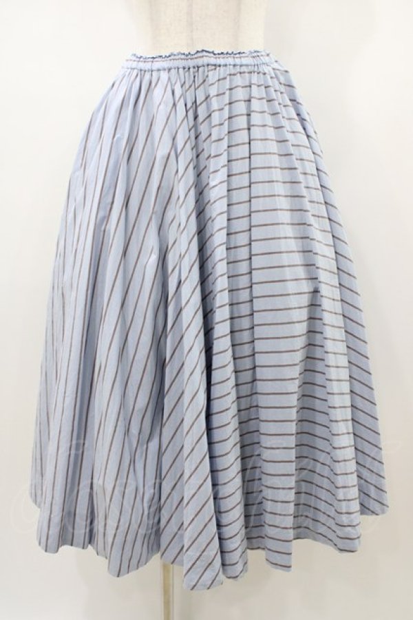 画像1: Jane Marple Dans Le Salon / オールドイングランドストライプフラッフィースカート  ブルーグレー H-26-01-18-1042-JM-SK-KB-ZH (1)