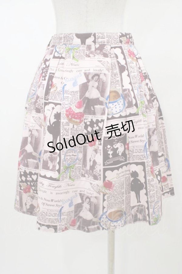 画像2: Shirley Temple / ニュースペーパープリントスカート 160 ピンク H-26-01-18-1047-ET-SK-KB-ZH (2)