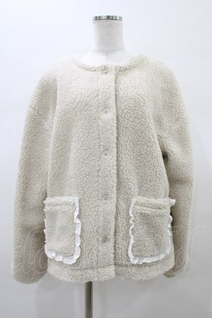 画像: merry jenny / ノーカラーボアジャケット  アイボリー H-26-01-18-1055-LO-JA-KB-ZH