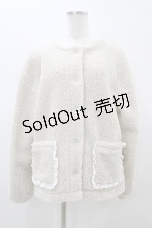 画像: merry jenny / ノーカラーボアジャケット  アイボリー H-26-01-18-1055-LO-JA-KB-ZH