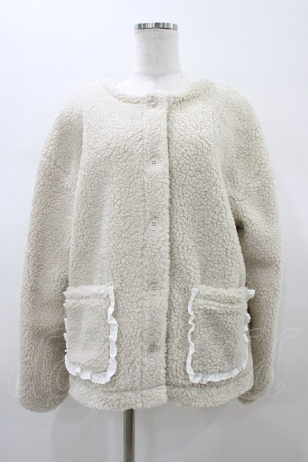 画像1: merry jenny / ノーカラーボアジャケット  アイボリー H-26-01-18-1055-LO-JA-KB-ZH (1)