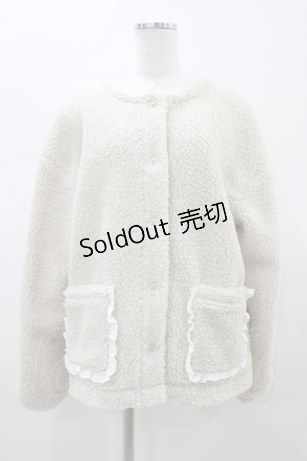 画像1: merry jenny / ノーカラーボアジャケット  アイボリー H-26-01-18-1055-LO-JA-KB-ZH (1)