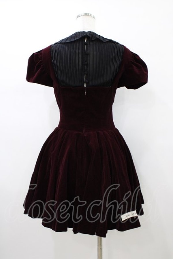 画像2: alice auaa / 別珍パフ袖ワンピース 3 ボルドー H-26-01-18-1010-AA-OP-KB-ZH (2)