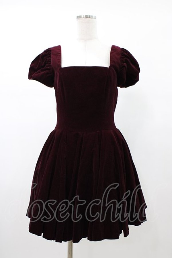 画像5: alice auaa / 別珍パフ袖ワンピース 3 ボルドー H-26-01-18-1010-AA-OP-KB-ZH (5)