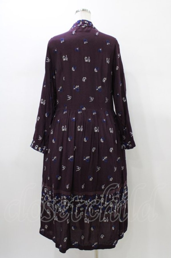 画像2: Jane Marple Dans Le Salon / Dance with roses jacquardワーキングドレス  ボルドーミックス H-26-01-18-1011-JM-OP-KB-ZH (2)