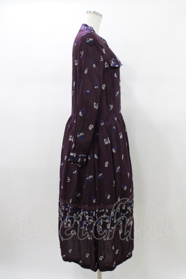 画像3: Jane Marple Dans Le Salon / Dance with roses jacquardワーキングドレス  ボルドーミックス H-26-01-18-1011-JM-OP-KB-ZH (3)