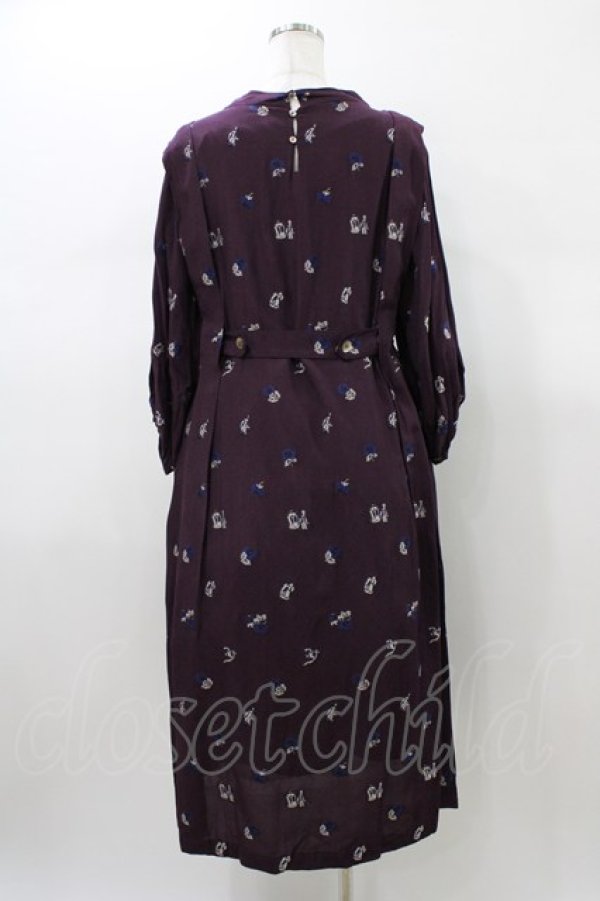 画像2: Jane Marple Dans Le Salon / Dance with rosesベルテッドドレス  ボルドー H-26-01-18-1013-JM-OP-KB-ZH (2)