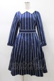 画像1: Jane Marple / Ribbon stripe jacquardのパブリックドレス  ネイビー H-26-01-18-1018-JM-OP-KB-ZH (1)