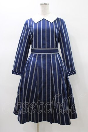 画像: Jane Marple / Ribbon stripe jacquardのパブリックドレス  ネイビー H-26-01-18-1018-JM-OP-KB-ZH