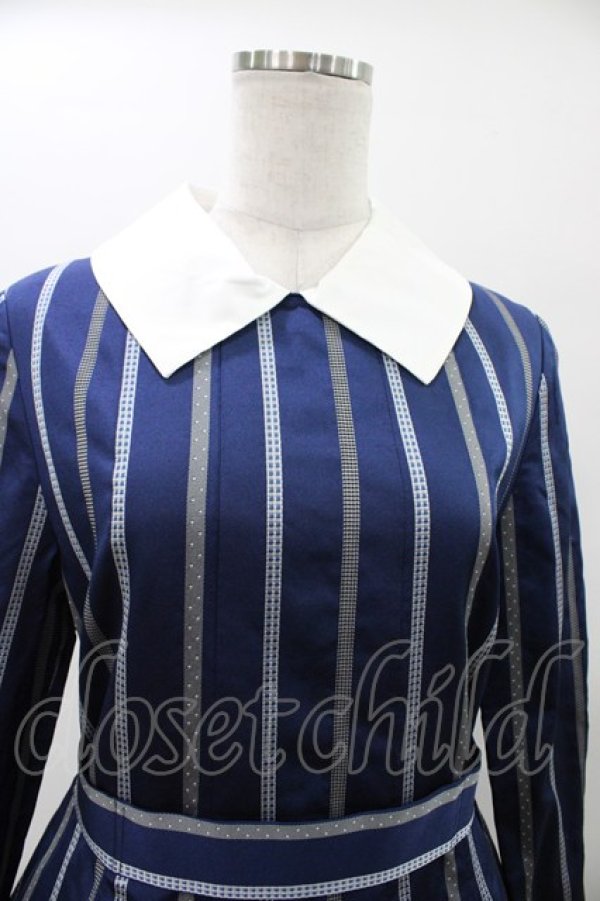 画像4: Jane Marple / Ribbon stripe jacquardのパブリックドレス  ネイビー H-26-01-18-1018-JM-OP-KB-ZH (4)