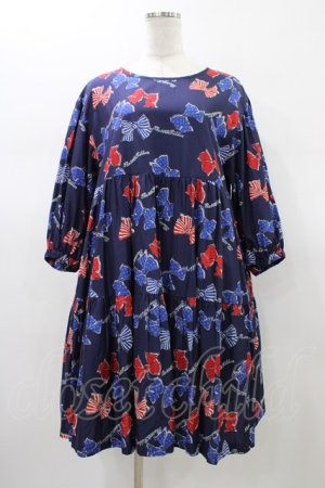 画像: Jane Marple / Anniversary ribbonsティアードドレス  ネイビー H-26-01-18-1020-JM-OP-KB-ZH
