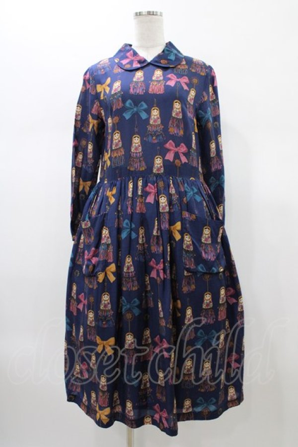 画像1: Jane Marple / Little tassel dollsのDayドレス M ブルーグレイ H-26-01-18-1022-JM-OP-KB-ZH (1)