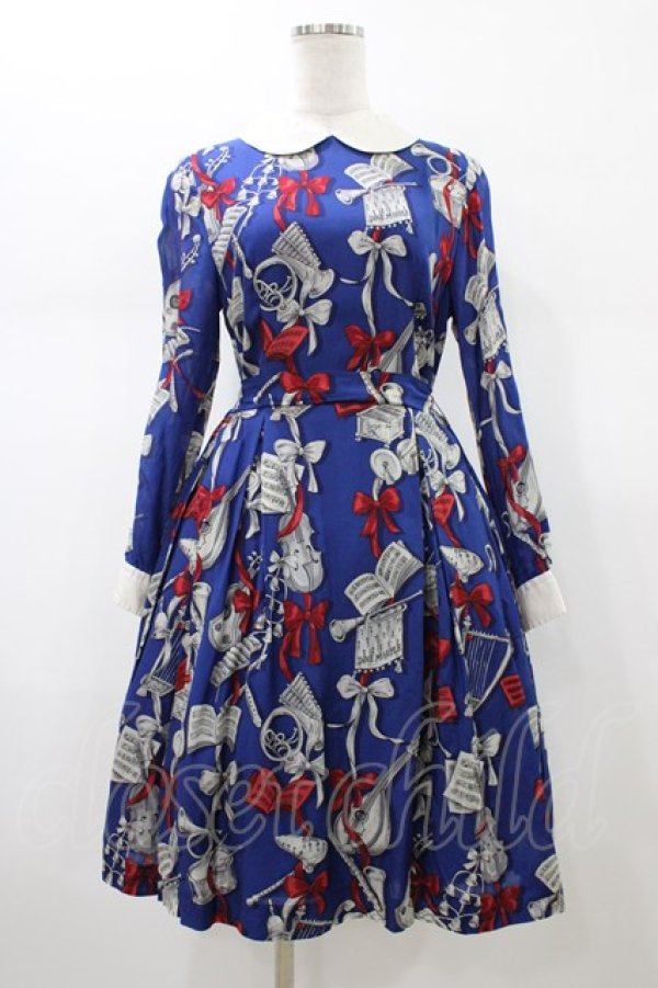 画像1: Jane Marple / Pieces of musicのワンピース  ブルー H-26-01-18-1023-JM-OP-KB-ZH (1)