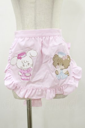 画像: axes femme Kawaii / mikkoコラボ刺繍エプロン  ピンク H-26-01-18-013-AX-SK-NS-ZH