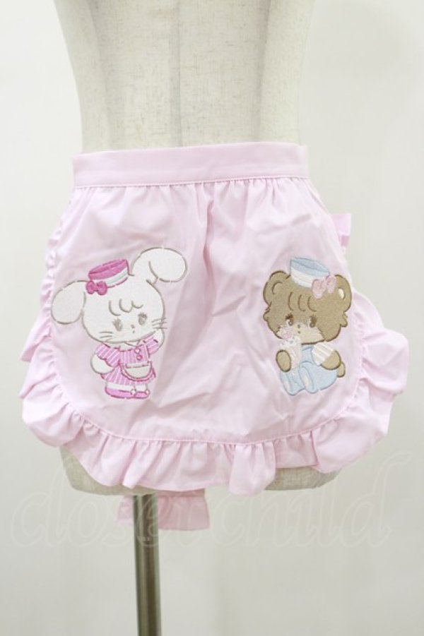 画像1: axes femme Kawaii / mikkoコラボ刺繍エプロン  ピンク H-26-01-18-013-AX-SK-NS-ZH (1)