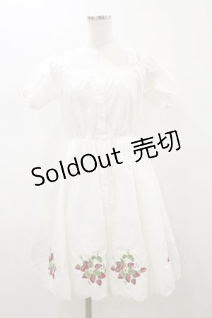 画像: Ank Rouge / いちご刺繍オフショルワンピース M シロ H-26-01-18-079-CA-OP-YZ-ZH