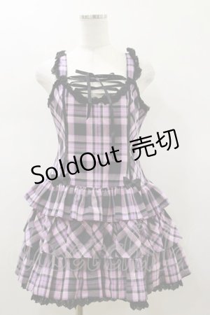 画像: Angelic Pretty / マカロンタータンローウエストジャンパースカート Free ブラック H-26-01-18-082-AP-OP-NS-ZH