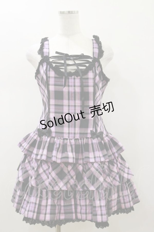画像1: Angelic Pretty / マカロンタータンローウエストジャンパースカート Free ブラック H-26-01-18-082-AP-OP-NS-ZH (1)