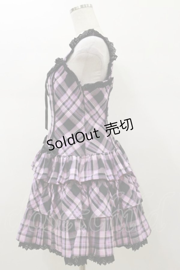 画像3: Angelic Pretty / マカロンタータンローウエストジャンパースカート Free ブラック H-26-01-18-082-AP-OP-NS-ZH (3)