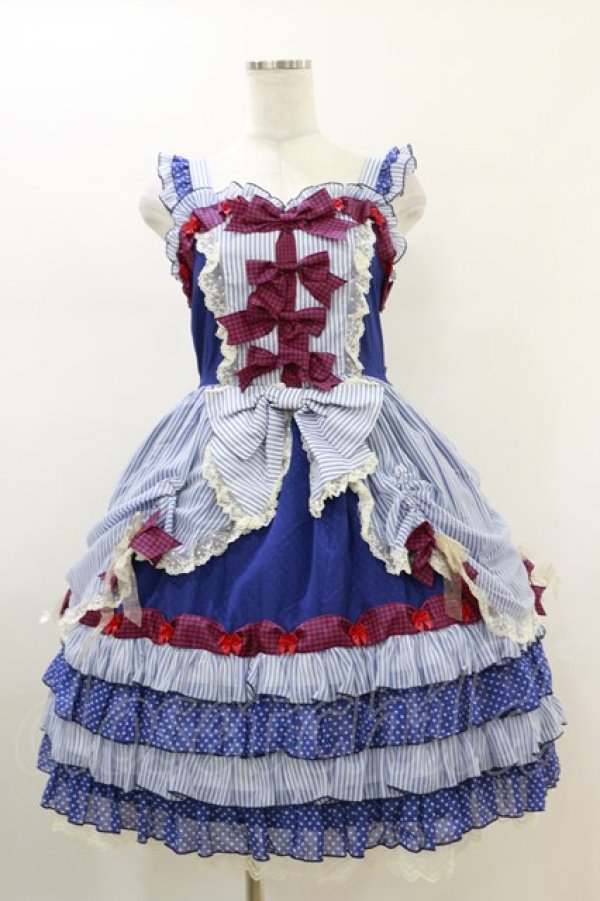 画像1: BABY,THE STARS SHINE BRIGHT / MY ANNIVERSARY/くまちゃんジャンパースカート Free ブルー H-26-01-18-016-BA-OP-NS-ZH (1)