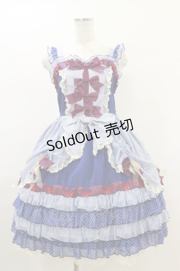 画像1: BABY,THE STARS SHINE BRIGHT / MY ANNIVERSARY/くまちゃんジャンパースカート Free ブルー H-26-01-18-016-BA-OP-NS-ZH (1)