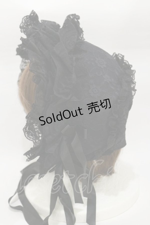画像2: metamorphose / レースボンネット  ブラック H-26-01-18-003-ME-AC-NS-ZH (2)