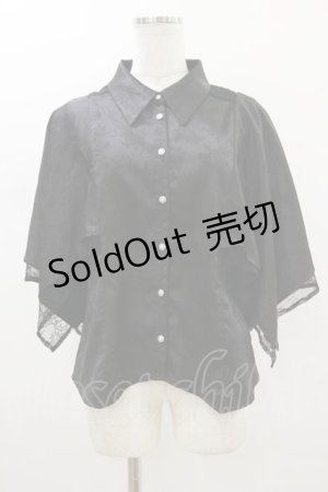 画像: axes femme / ケープ風フレアジャガードブラウス M ブラック H-26-01-18-021-AX-BL-YZ-ZH