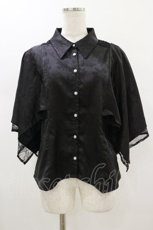 画像1: axes femme / ケープ風フレアジャガードブラウス M ブラック H-26-01-18-021-AX-BL-YZ-ZH (1)