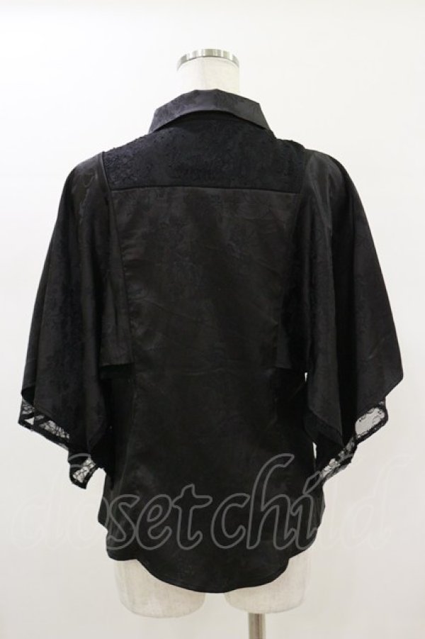 画像2: axes femme / ケープ風フレアジャガードブラウス M ブラック H-26-01-18-021-AX-BL-YZ-ZH (2)