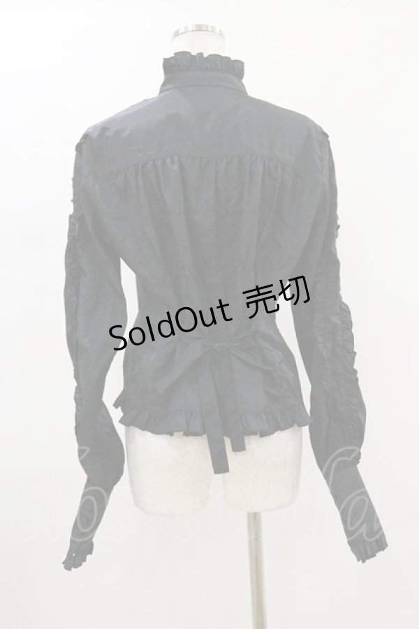 画像2: metamorphose / スタンドカラーフリルブラウス Free ブラック H-26-01-18-024-ME-BL-NS-ZH (2)