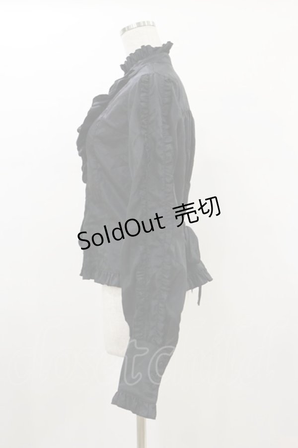 画像3: metamorphose / スタンドカラーフリルブラウス Free ブラック H-26-01-18-024-ME-BL-NS-ZH (3)