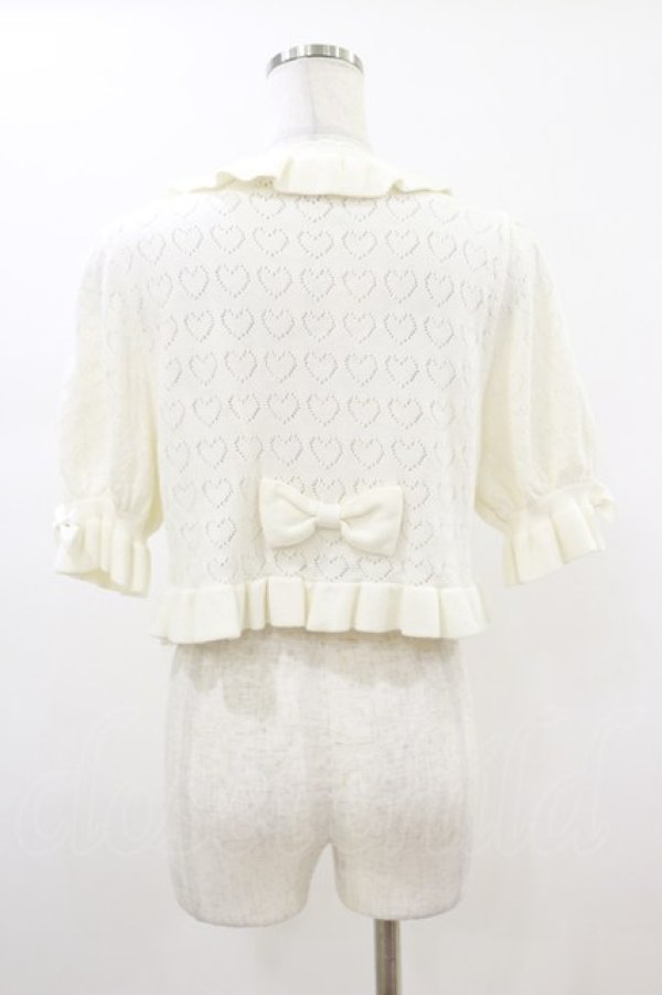 画像2: metamorphose / ハートすかしあみ半袖ボレロ Free ホワイト H-26-01-18-025-ME-TO-NS-ZH (2)