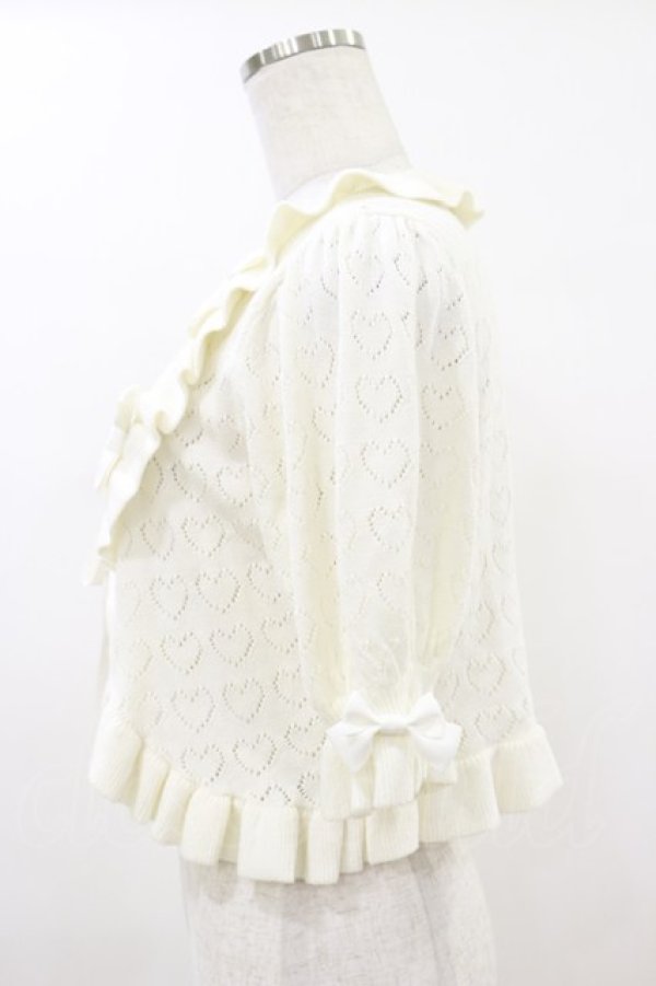 画像3: metamorphose / ハートすかしあみ半袖ボレロ Free ホワイト H-26-01-18-025-ME-TO-NS-ZH (3)