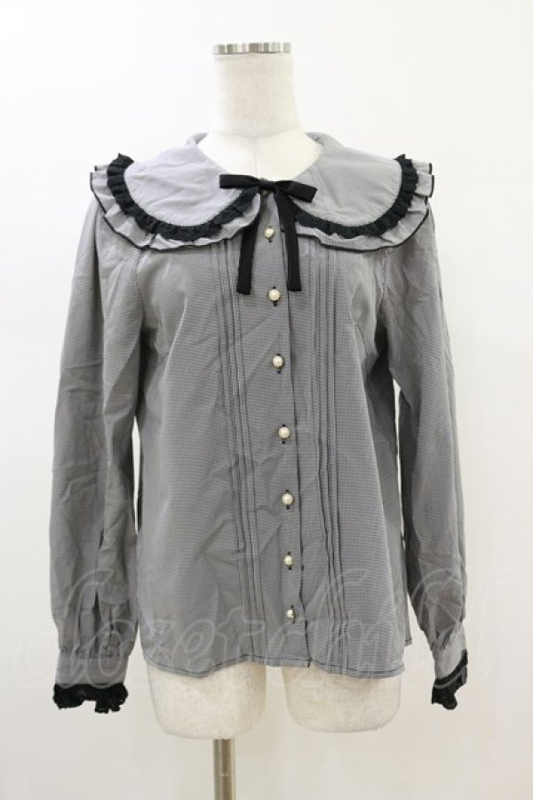 画像1: Amavel / ギンガムチェックフリルブラウス Free ブラック H-26-01-18-031-CA-BL-NS-ZH (1)