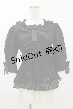 画像: metamorphose / スクエアあきシャーリング半袖ブラウス サイズ1 ブラック H-26-01-18-032-ME-BL-NS-ZH