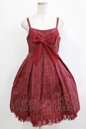 画像: Leur Getter / スプーンジャガードシフォンリボンワンピース  ワイン H-26-01-19-001-LU-OP-KB-ZH