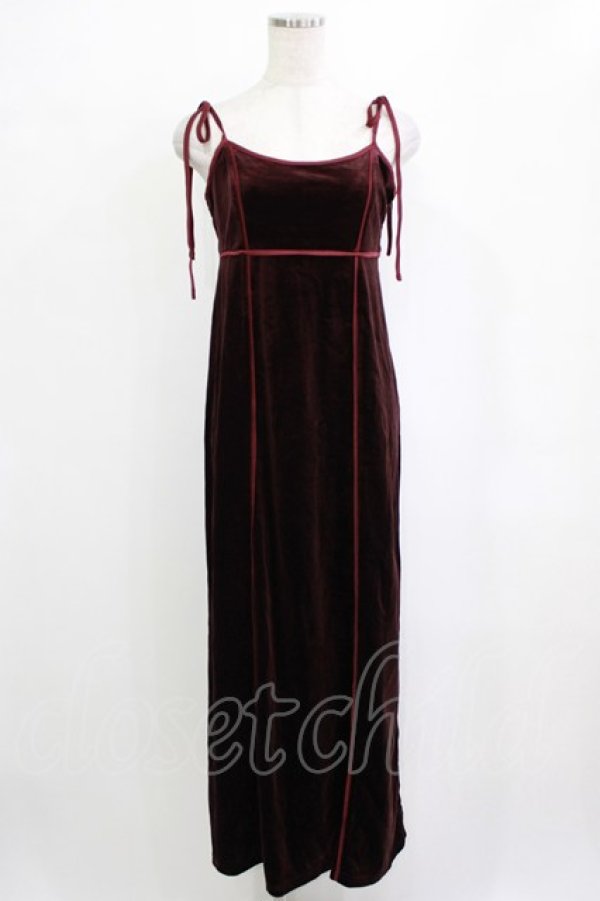 画像1: merry jenny / ribbonベロアキャミワンピース  ボルドー H-26-01-19-028-LO-OP-KB-ZH (1)