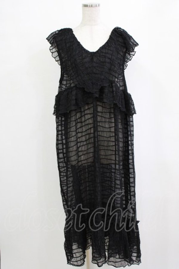 画像1: merry jenny / ラッフルティアードシアーワンピース  ブラック H-26-01-19-029-LO-OP-KB-ZH (1)