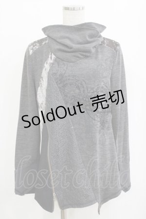 画像: Ozz Croce / 異素材切替ハイネックカットソー  グレー H-26-01-19-034-OO-TO-KB-ZH