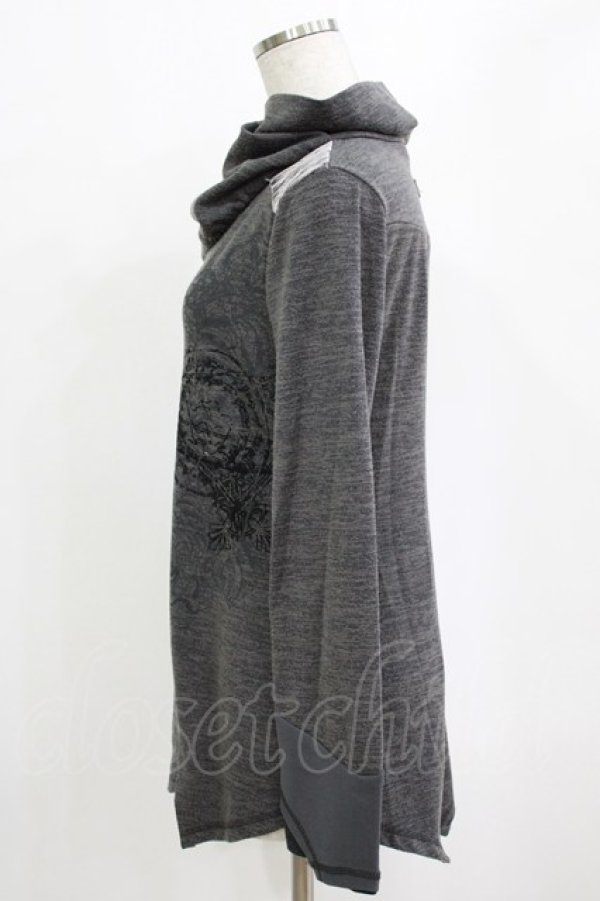 画像2: Ozz Croce / 異素材切替ハイネックカットソー  グレー H-26-01-19-034-OO-TO-KB-ZH (2)