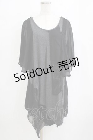 画像: Ozz Croce / レイヤードノースリーブワンピース  グレー×黒 H-26-01-19-036-OO-OP-KB-ZH