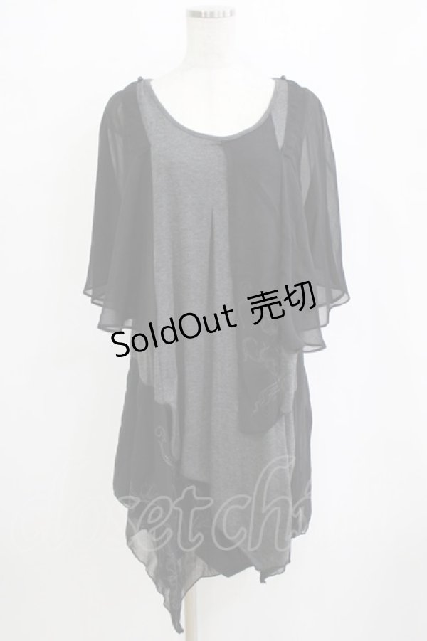 画像1: Ozz Croce / レイヤードノースリーブワンピース  グレー×黒 H-26-01-19-036-OO-OP-KB-ZH (1)