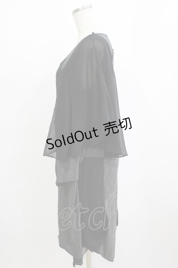 画像2: Ozz Croce / レイヤードノースリーブワンピース  グレー×黒 H-26-01-19-036-OO-OP-KB-ZH (2)