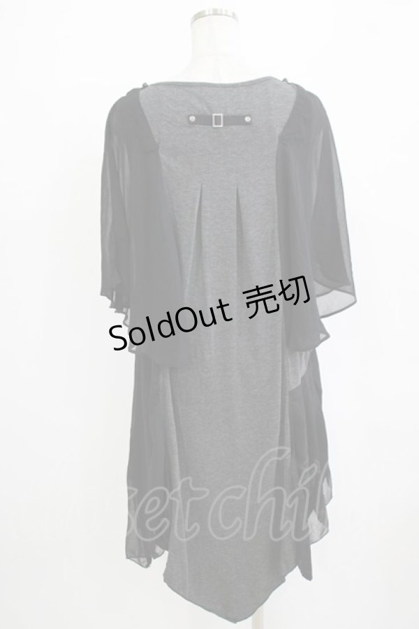 画像3: Ozz Croce / レイヤードノースリーブワンピース  グレー×黒 H-26-01-19-036-OO-OP-KB-ZH (3)